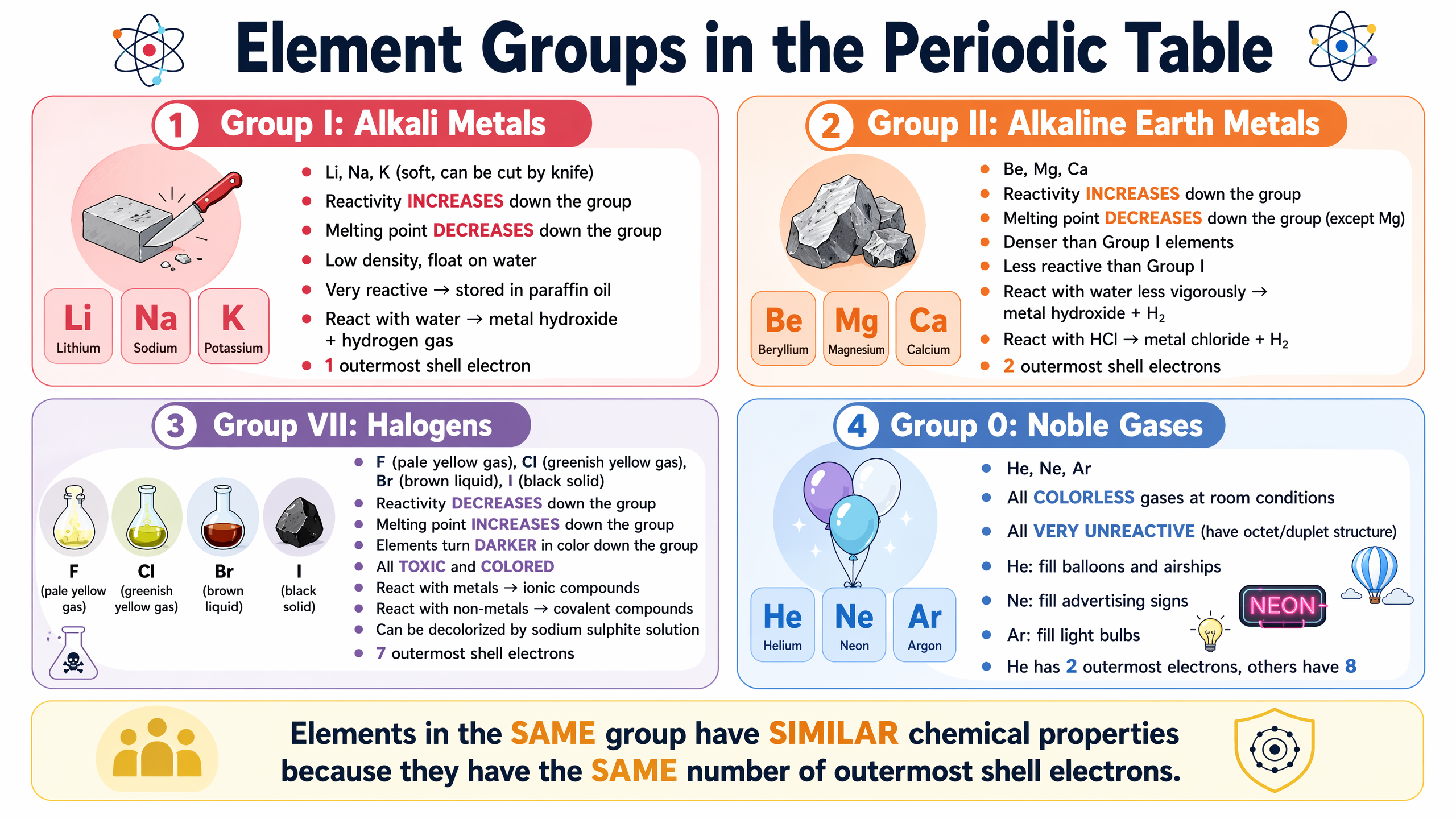 Element groups in the periodic table