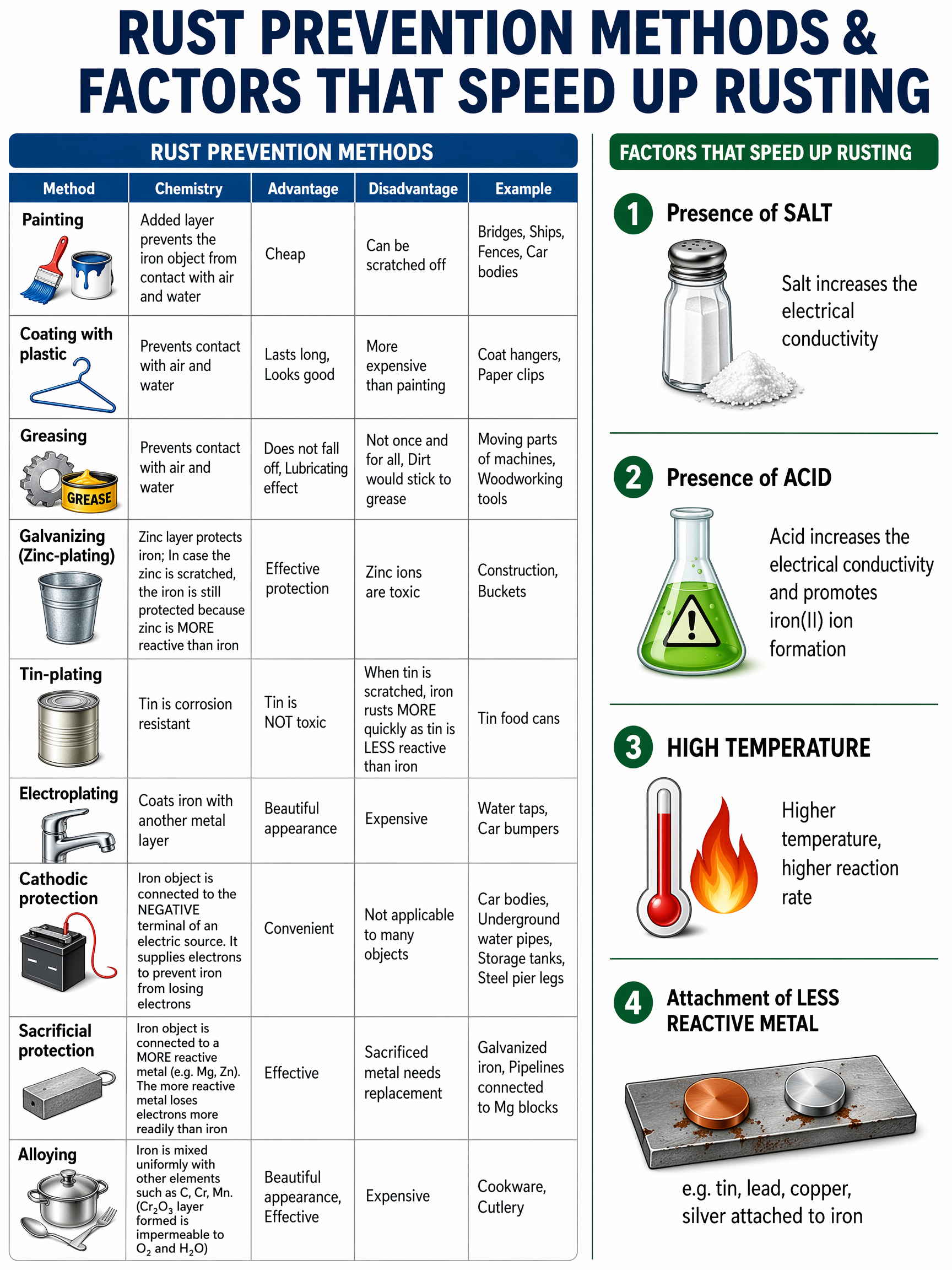 Rust prevention methods and influencing factors